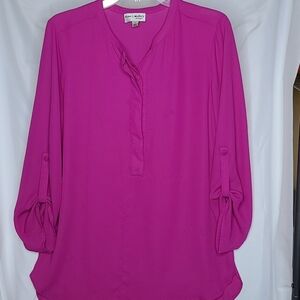 Kate & Mallory woven pink fuschia hi low blouse S